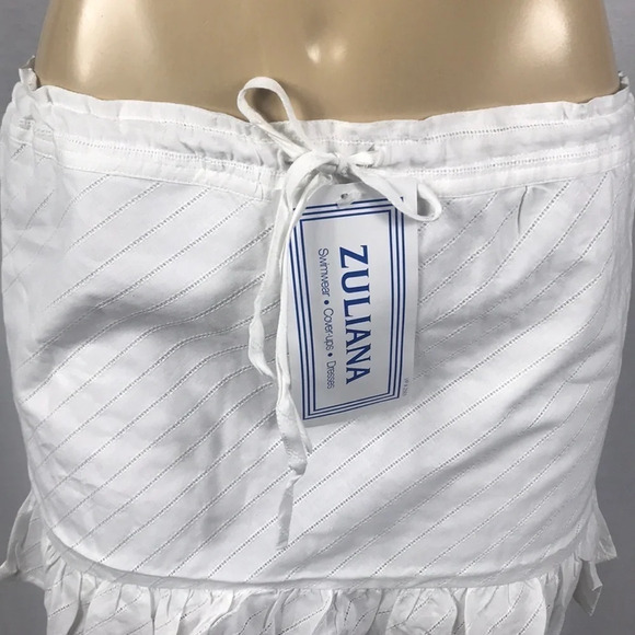 Zuliana Size Large 100% Cotton Tie Waist Mini Skirt. Made in USA. New With Tags - Picture 2 of 3